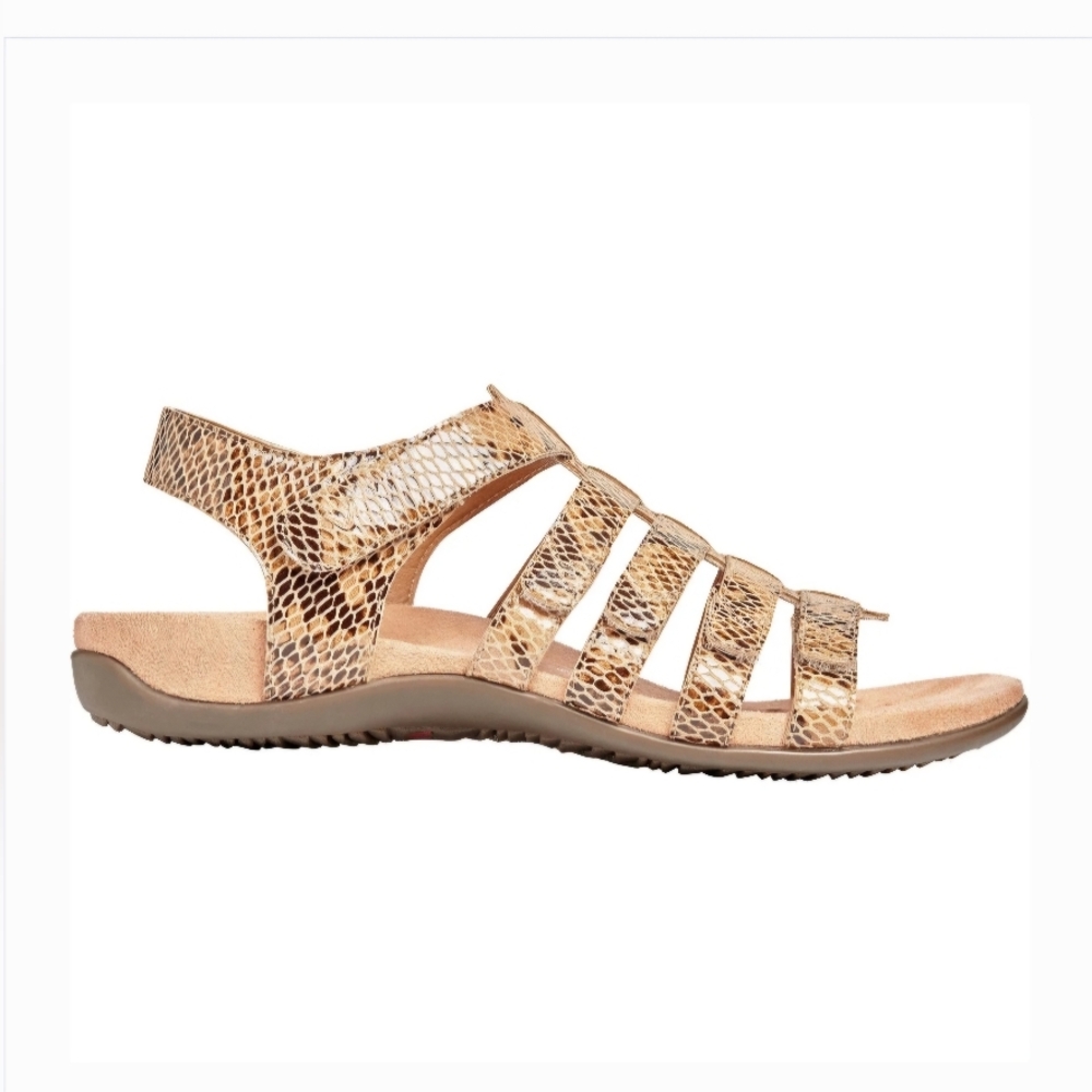 Vionic Harissa Snake Wheat Leather Sandals